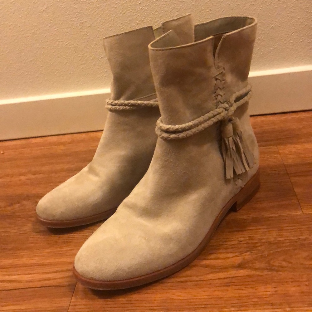 Frye leather and exposed wood boot